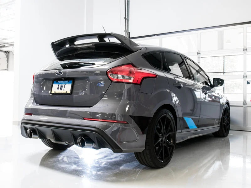 AWE Tuning Ford Focus RS Touring Edition Cat-back Exhaust- Non-Resonated - Chrome Silver Tips - Installation View