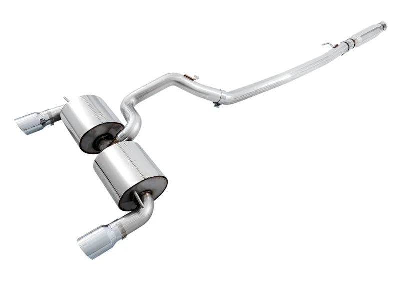 AWE Tuning Ford Focus RS Touring Edition Cat-back Exhaust- Resonated - Chrome Silver Tips - Main Product View