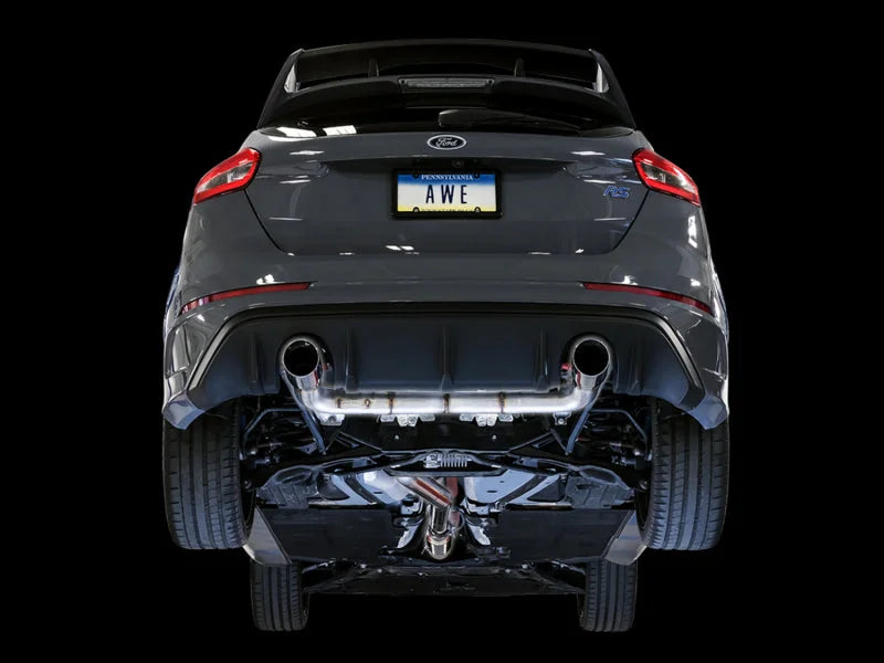 AWE Tuning Ford Focus RS Track Edition Cat-back Exhaust - Chrome Silver Tips - Side View
