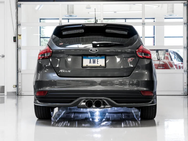 AWE Tuning Ford Focus ST Touring Edition Cat-back Exhaust - Resonated - Chrome Silver Tips - Side View