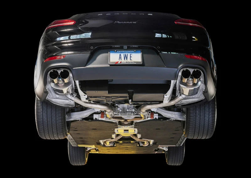 AWE Tuning Panamera 2/4 Touring Edition Exhaust (2014+) - w/Chrome Silver Tips - Side View