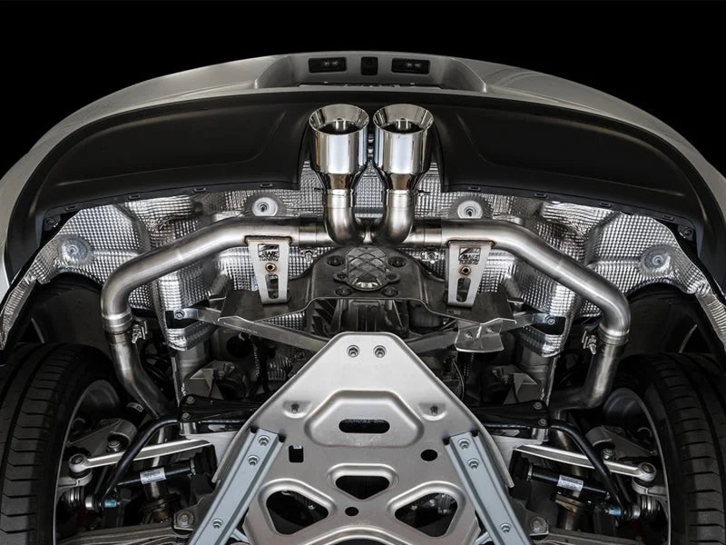 AWE Tuning Porsche 718 Boxster / Cayman Track Edition Exhaust - Chrome Silver Tips - Installation View