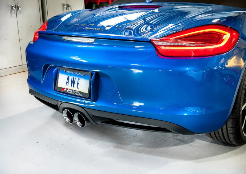 AWE Tuning Porsche 981 Performance Exhaust System - w/Chrome Silver Tips - Detail View