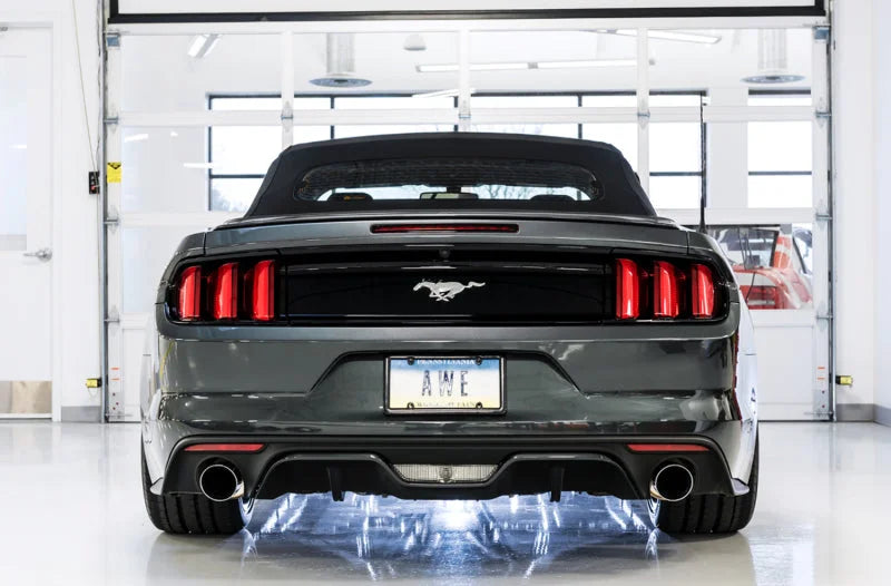 AWE Tuning S550 Mustang EcoBoost Axle-back Exhaust - Touring Edition (Chrome Silver Tips) - Back View