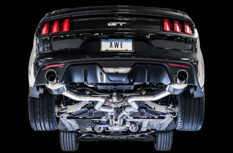 AWE Tuning S550 Mustang GT Cat-back Exhaust - Touring Edition (Chrome Silver Tips) - Detail View