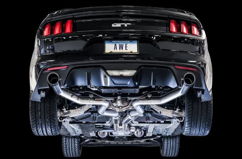 AWE Tuning S550 Mustang GT Cat-back Exhaust - Track Edition (Chrome Silver Tips) - Side View