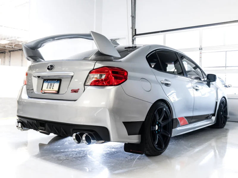 AWE Tuning Subaru STI VA / WRX GV / STI GV Sedan Touring Edition Exhaust - Chrome Silver Tip (102mm) - Back View