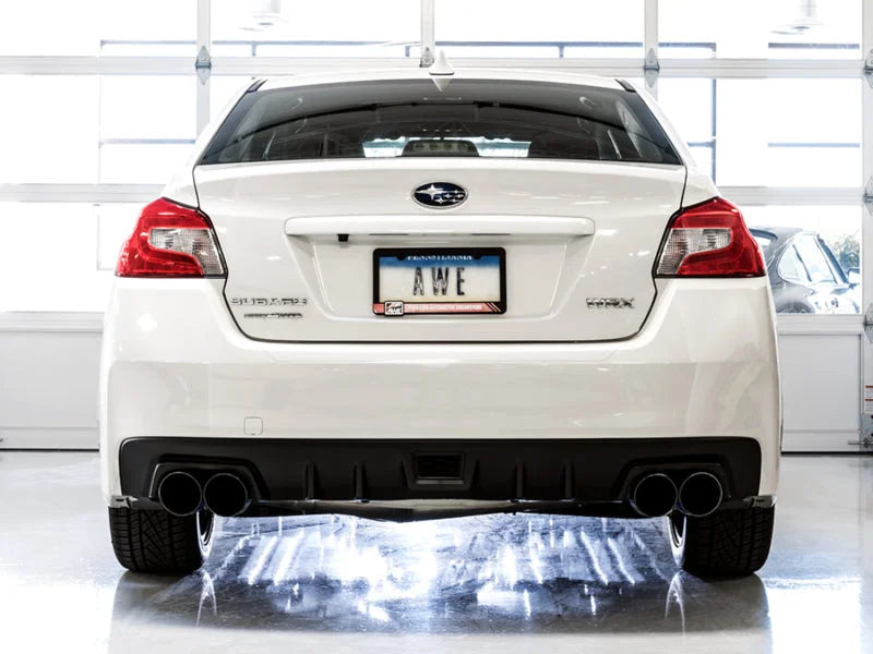 AWE Tuning Subaru WRX/STI VA/GV Sedan Track Edition Exhaust - Diamond Black Tips (102mm) - Installation View