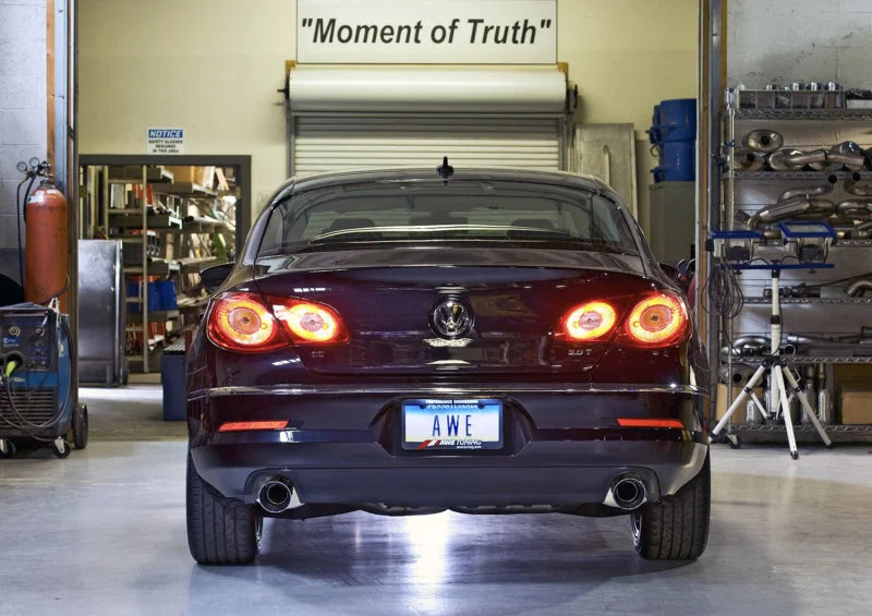 AWE Tuning VW CC Touring Edition Exhaust Dual Outlet - Chrome Silver Tips - Detail View