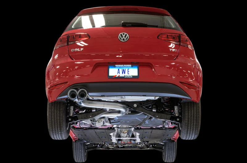 AWE Tuning VW MK7 Golf 1.8T Touring Edition Exhaust w/Chrome Silver Tips (90mm) - Detail View