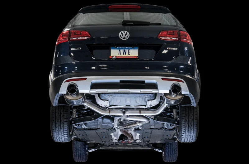 AWE Tuning VW MK7 Golf Alltrack/Sportwagen 4Motion Touring Edition Exhaust - Polished Silver Tips - Back View