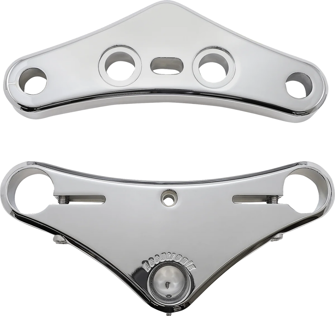 Accutronix Triple Tree - 41 mm - Chrome - Raked 7° - Elite Smooth TWR741-ESC - Detail View