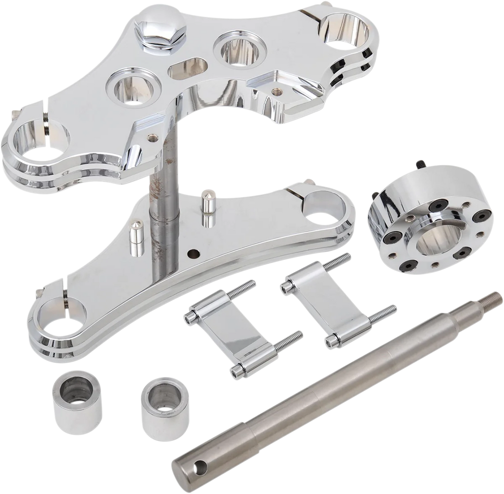 Accutronix Triple Tree Conversion Kit - 39 mm - Chrome - Raked - FXD - '00-'03 TWD39-EHLCK2 - Side View