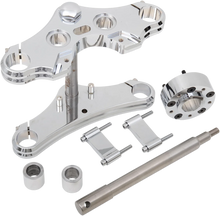 Load image into Gallery viewer, Accutronix Triple Tree Conversion Kit - 39 mm - Chrome - Raked - FXD - '00-'03 TWD39-EHLCK2 - Side View