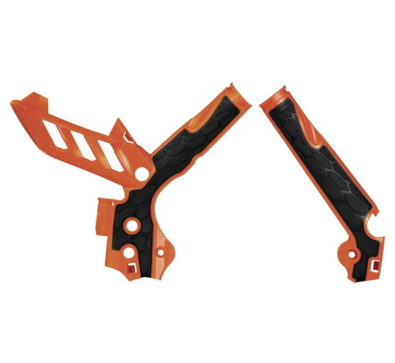Acerbis 11-15 KTM SX125/150/SX250/XC/SX-F/XC-F/ EXC/XC-W/XCF-W Frame Guards- X-Grip - 16 Org/Black - Side View