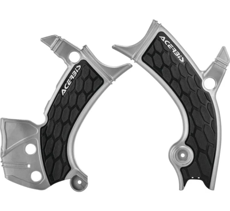 Acerbis 16-19 Yamaha YZ250F/YZ450F/YZ250FX/YZ450FX/WR250F/450F Frame Guards- X-Grip - Silver/Black - Main Product View