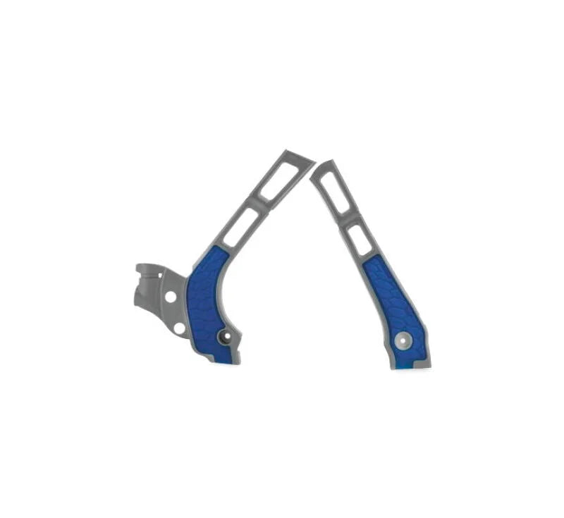 Acerbis 21-24 Fantic XE/XX/ 05-24 Yamaha YZ125/250/YZ125X/YZ250X Frame Guard X Grip - Silver/ Blue - Main Product View