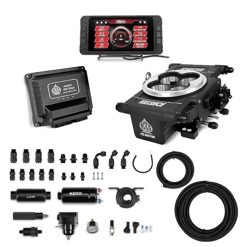 Aces Fuel Injection Inc Killshot EFI 4bbl w/Fuel Delivery Kit Blk AS2012BFK-D