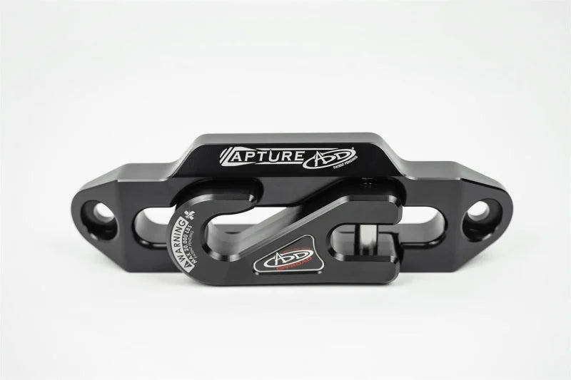 Addictive Desert Designs 1-5/16in Winch Fairlead Plate w/ Recessed Round End Hook - Black - Back View