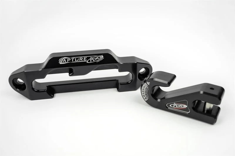 Addictive Desert Designs 1-5/16in Winch Fairlead Plate w/ Recessed Round End Hook - Black - Installation View