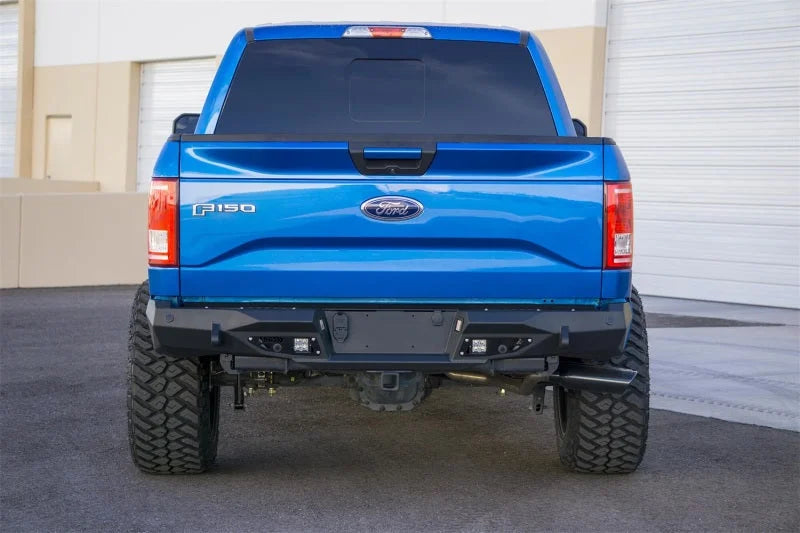Addictive Desert Designs 15-18 Ford F-150 Stealth Fighter Rear Bumper w/ Backup Sensor Cutout - Installation View