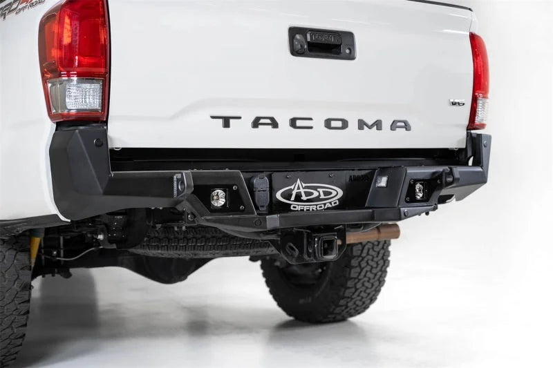 Addictive Desert Designs 16-19 Toyota Tacoma Stealth Fighter Rear Bumper w/ Backup Sensor Cutouts - Back View