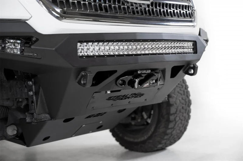 Addictive Desert Designs 16-19 Toyota Tacoma Stealth Fighther Front Bumper w/ Winch Mount - Installation View
