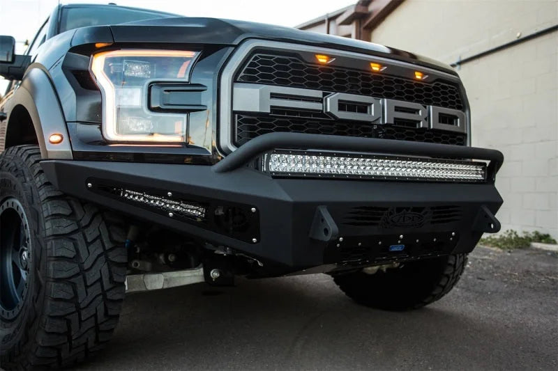 Addictive Desert Designs 17-18 Ford F-150 Raptor HoneyBadger Front Bumper - Installation View