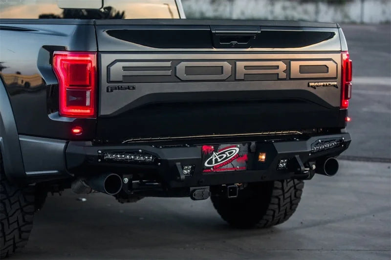 Addictive Desert Designs 17-18 Ford F-150 Raptor HoneyBadger Rear Bumper w/ 10in SR LED Mounts - Main Product View