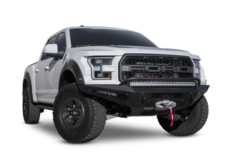 Addictive Desert Designs 17-18 Ford F-150 Raptor HoneyBadger Front Bumper w/ Winch Mount - Side View