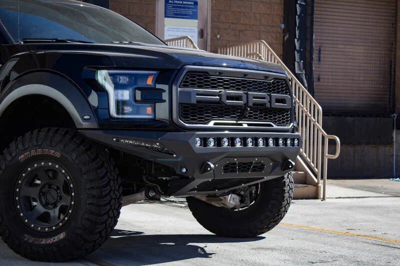 Addictive Desert Designs 17-18 Ford F-150 Raptor Stealth Fighter Front Bumper - Side View