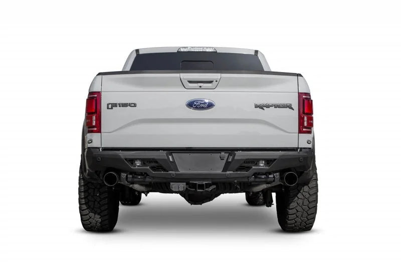 Addictive Desert Designs 17-18 Ford F-150 Raptor Stealth Fighter Rear Bumper - Installation View