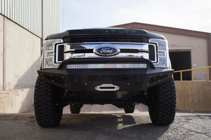 Addictive Desert Designs 17-18 Ford F-250 HoneyBadger Front Bumper w/ Winch Mount - Installation View