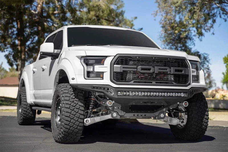 Addictive Desert Designs 17-20 Ford F-150 Raptor Rock Fighter Frame Cut Front Bumper - Side View