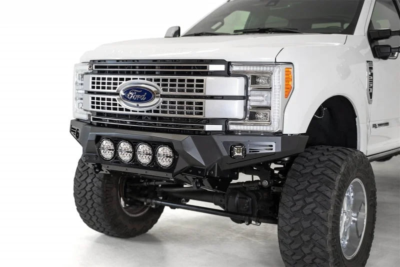 Addictive Desert Designs 17-20 Ford Super Duty Bomber Front Bumper w/ Mounts For 4 Rigid 360 6in - Back View