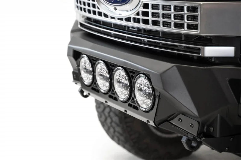 Addictive Desert Designs 17-20 Ford Super Duty Bomber Front Bumper w/ Mounts For 4 Rigid 360 6in - Installation View