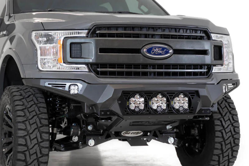 Addictive Desert Designs 18-20 Ford F-150 Bomber Front Bumper w/ 3 Baja Designs LP6 Mounts - Side View