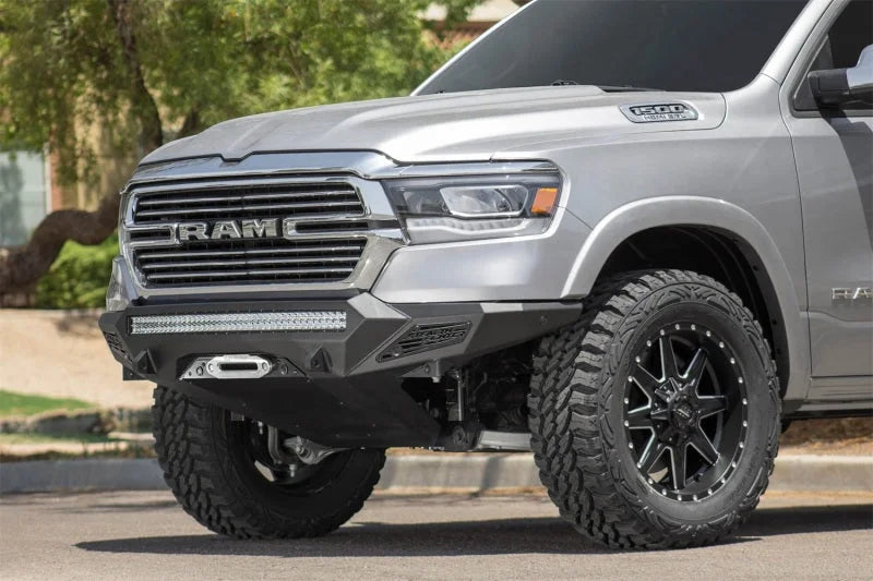 Addictive Desert Designs 19 Ram 1500 Stealth Fighter Front Bumper w/ Winch Mount & Sensor Cut Outs - Side View