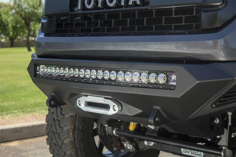 Addictive Desert Designs 2014+ Toyota Tundra Stealth Fighter Front Bumper w/Winch Mount & Sensors - Back View
