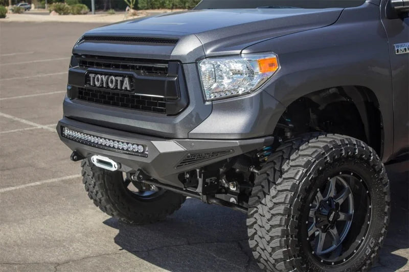 Addictive Desert Designs 2014+ Toyota Tundra Stealth Fighter Front Bumper w/Winch Mount & Sensors - Installation View