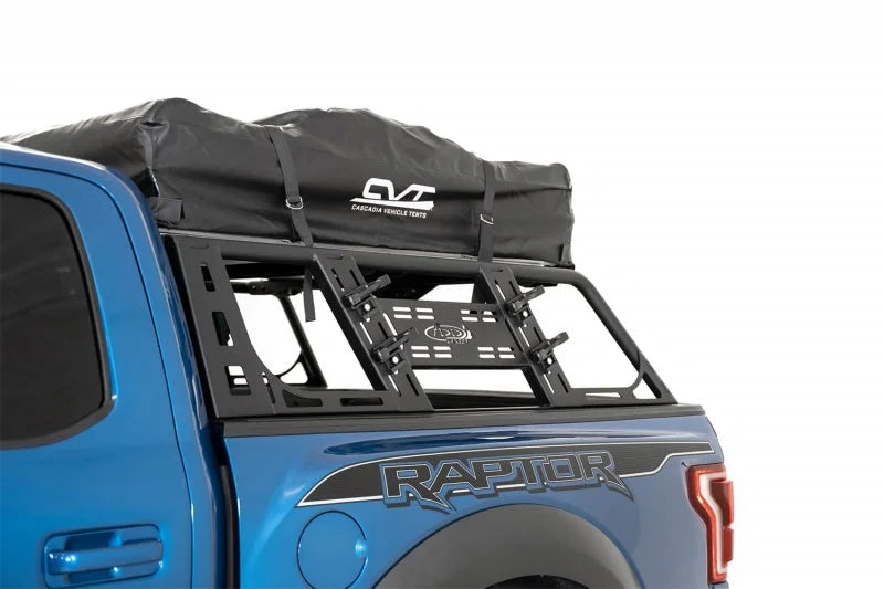 Addictive Desert Designs 2015+ Ford F-150 Overlander Chase Rack w/ 3rd Brake Light - Hammer Black - Main Product View
