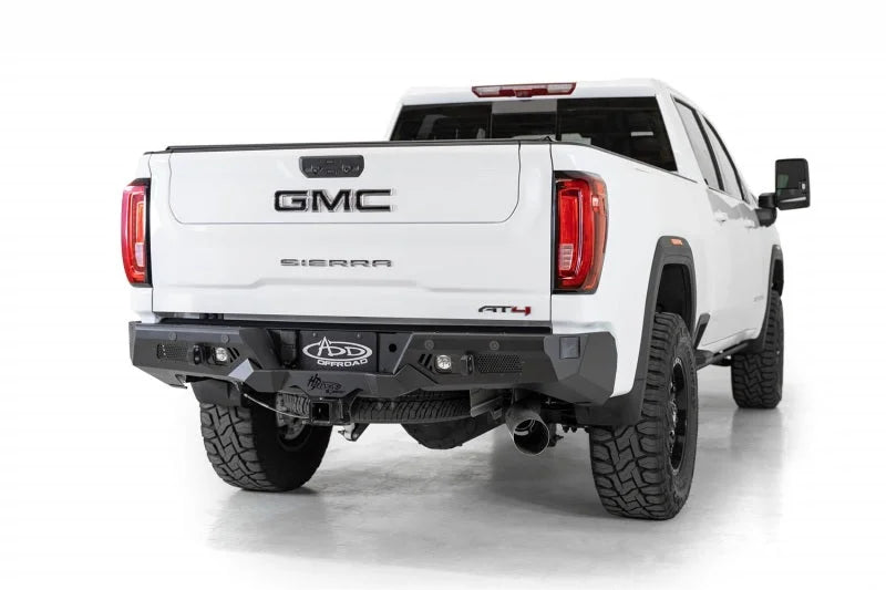 Addictive Desert Designs 2020 GM Sierra/Silverado 2500 Bomber HD Rear Bumper w/ Blind Spot Mounts - Installation View