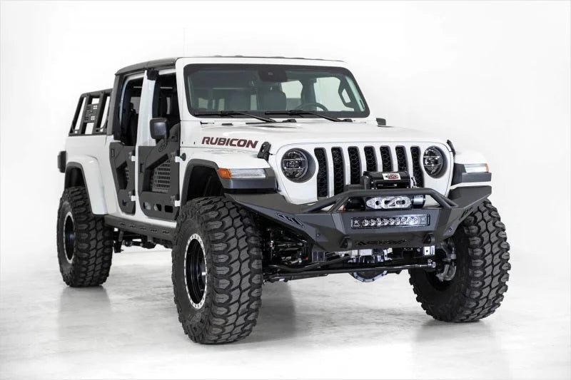 Addictive Desert Designs 2020 Jeep Gladiator JT Stealth Fighter Front Bump w/ Top Hoop & Winch Mount - Side View
