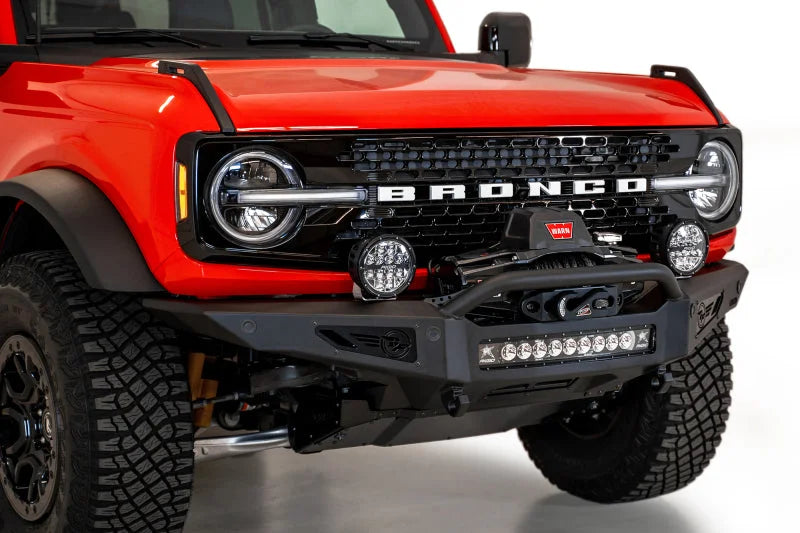 Addictive Desert Designs 2021+ Ford Bronco Rock Fighter Front Bumper - Hammer Black - Side View
