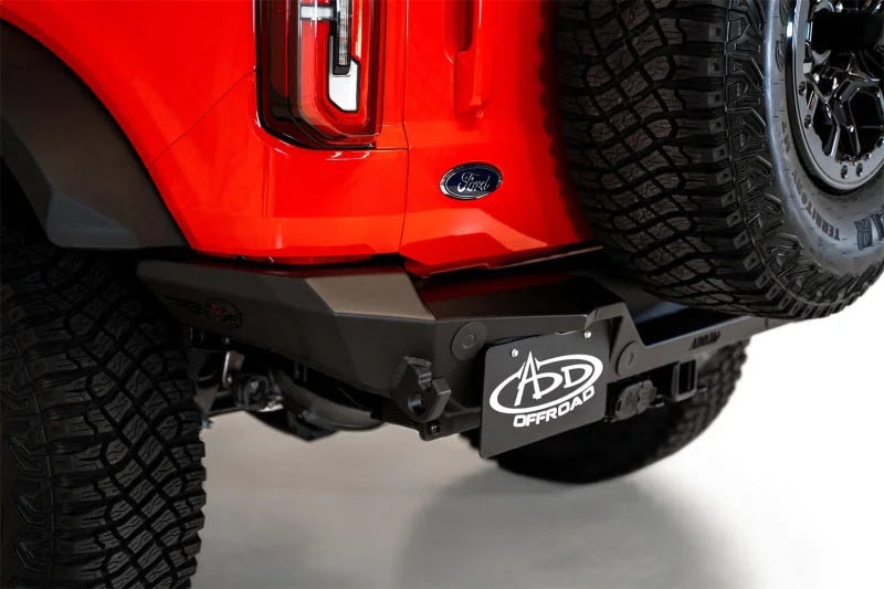 Addictive Desert Designs 2021+ Ford Bronco Rock Fighter Rear Bumper - Hammer Black - Installation View