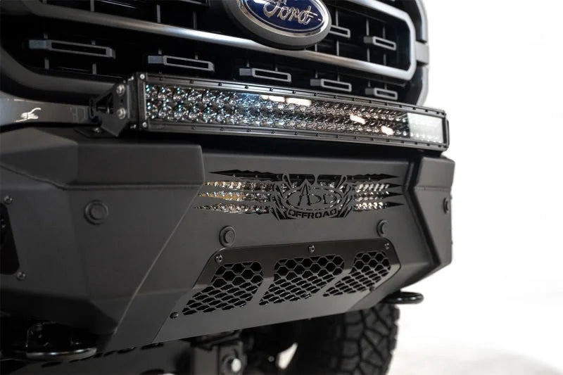 Addictive Desert Designs 2021 Ford F-150 HoneyBadger Front Bumper w/ Top Hoop - Side View