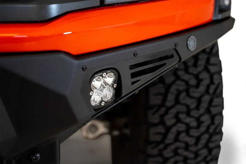 Addictive Desert Designs 2021+ Ford Raptor Bomber Front Bumper w/ 3 Baja Designs LP6 Light Mounts - Back View