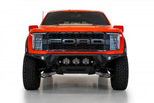 Load image into Gallery viewer, Addictive Desert Designs 2021+ Ford Raptor Bomber Front Bumper w/ 3 Baja Designs LP6 Light Mounts - Installation View