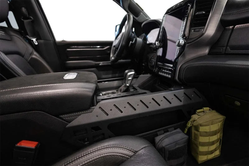 Addictive Desert Designs 2021+ RAM 1500 TRX Center Console Molle Panels & Digital Device Bridge - Side View