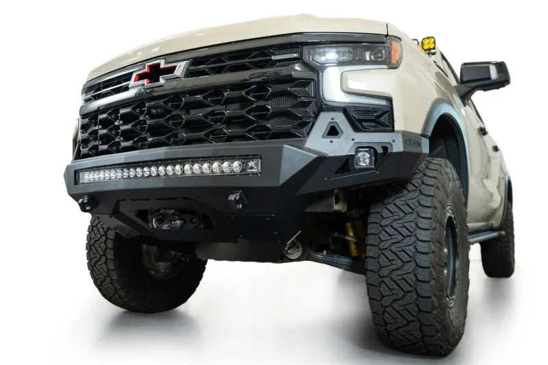 Addictive Desert Designs 2022+ Chevy Silverado 1500 ZR2 Stealth Fighter Front Bumper - Installation View